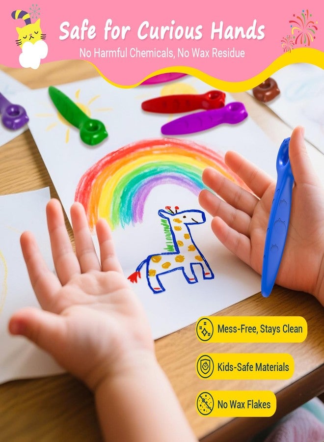 KERIFI Triangle Jumbo Crayons for Toddlers, Mess Free Washable Toddler First Crayons for Kids Ages 1-3 2-4 4-8, Unbreakable Non-Toxic, Easy to hold, Back to School Gifts for Coloring Book (24 Colors) - Image 3